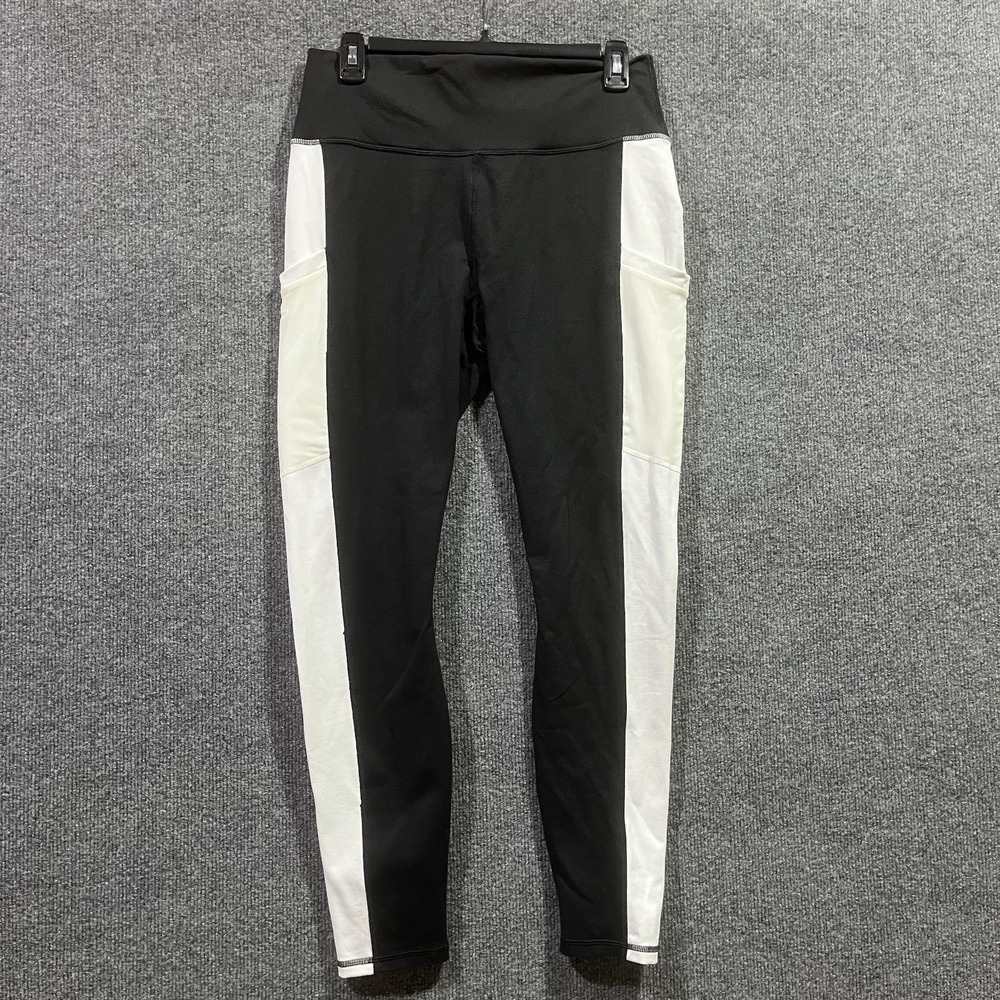 Fabletics On The Go PowerHold Leggings Womens Large Black White Yoga Workout